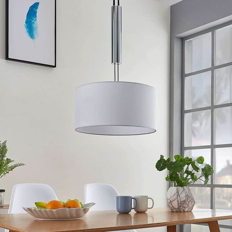 Medžiaginis pakabinamas šviestuvas Mariat, reguliuojamo aukščio, apvalus