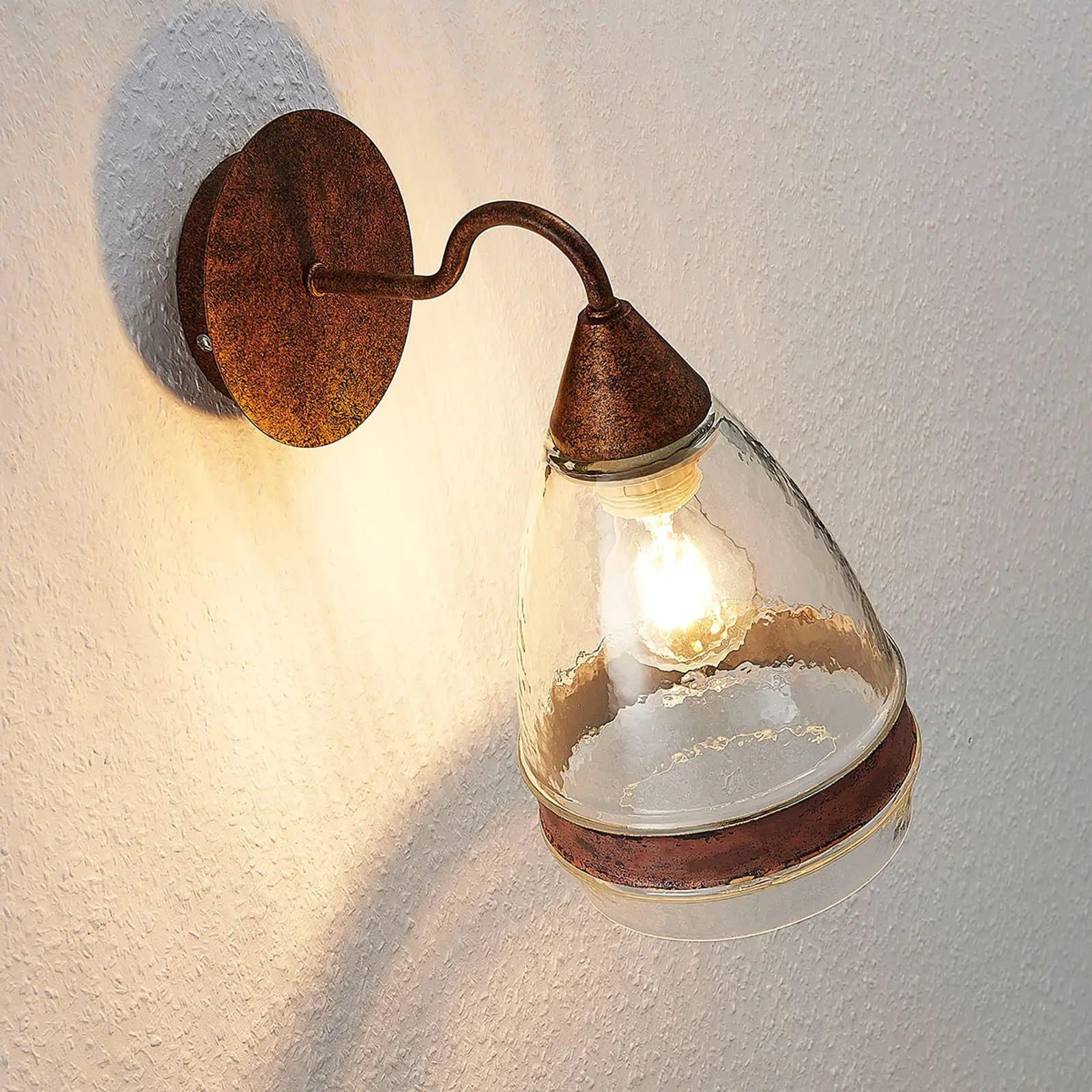 Millina stiklo sieninis šviestuvas, rūdžių rudas