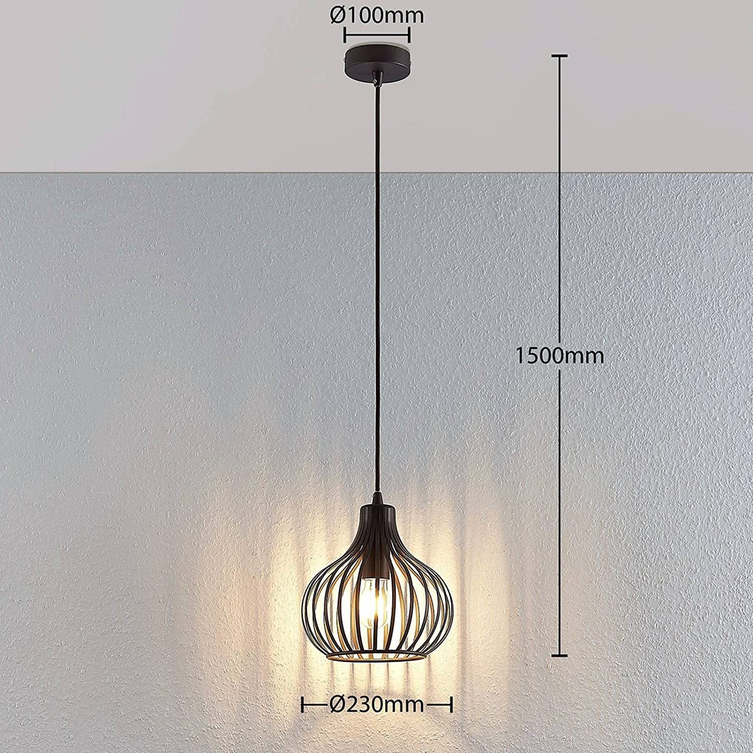 Lindby Frances pakabinamas šviestuvas, rudas, 1 lemputė, Ø 23 cm