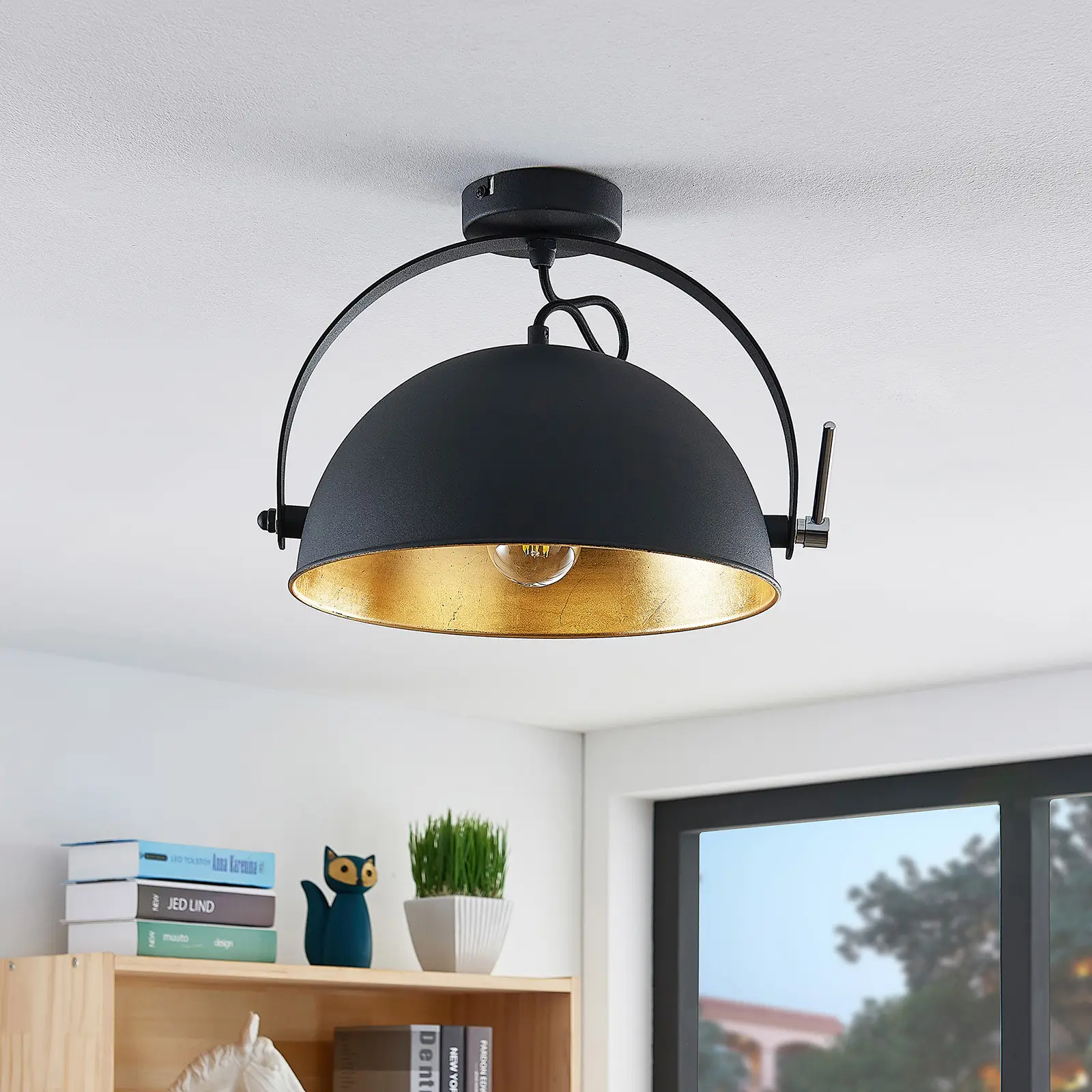 Lubinis šviestuvas Muriel, juodas/auksinis