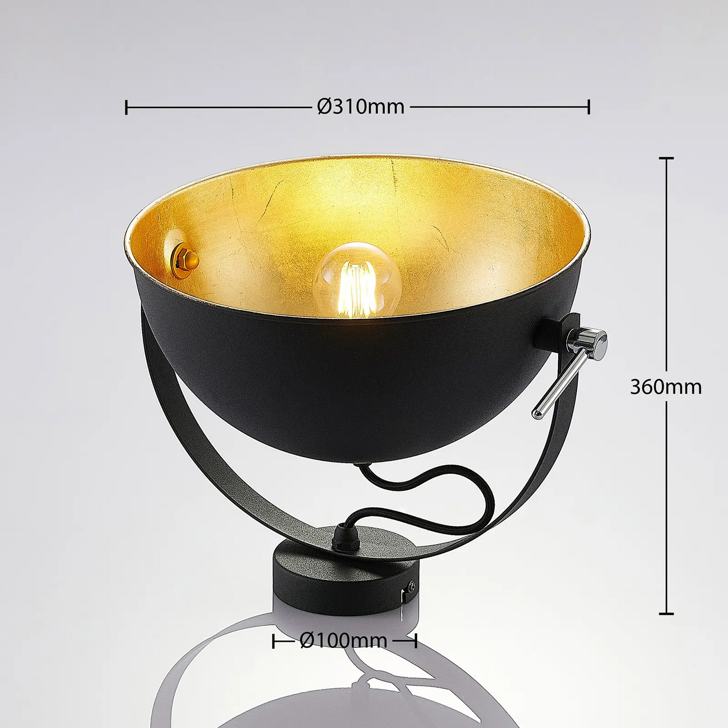 Lubinis šviestuvas Muriel, juodas/auksinis