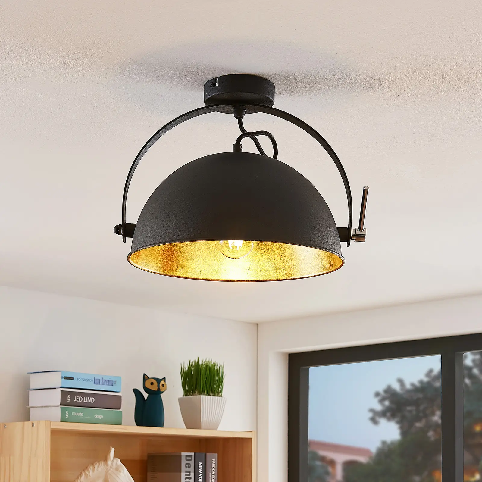 Lubinis šviestuvas Muriel, juodas/auksinis