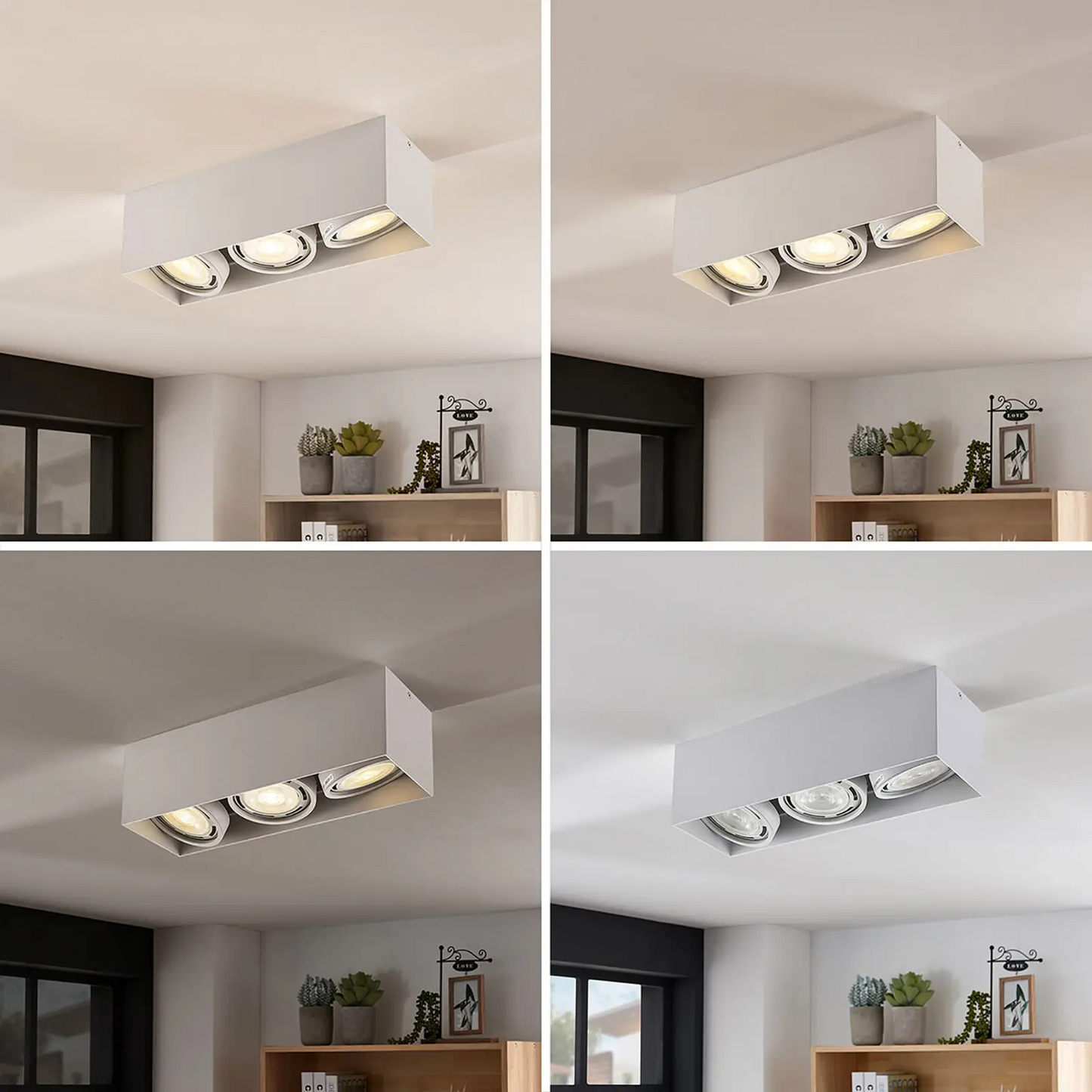 Rosalie LED apatinis apšvietimas, reguliuojamas, kvadratinis, 3 lempučių. Baltas