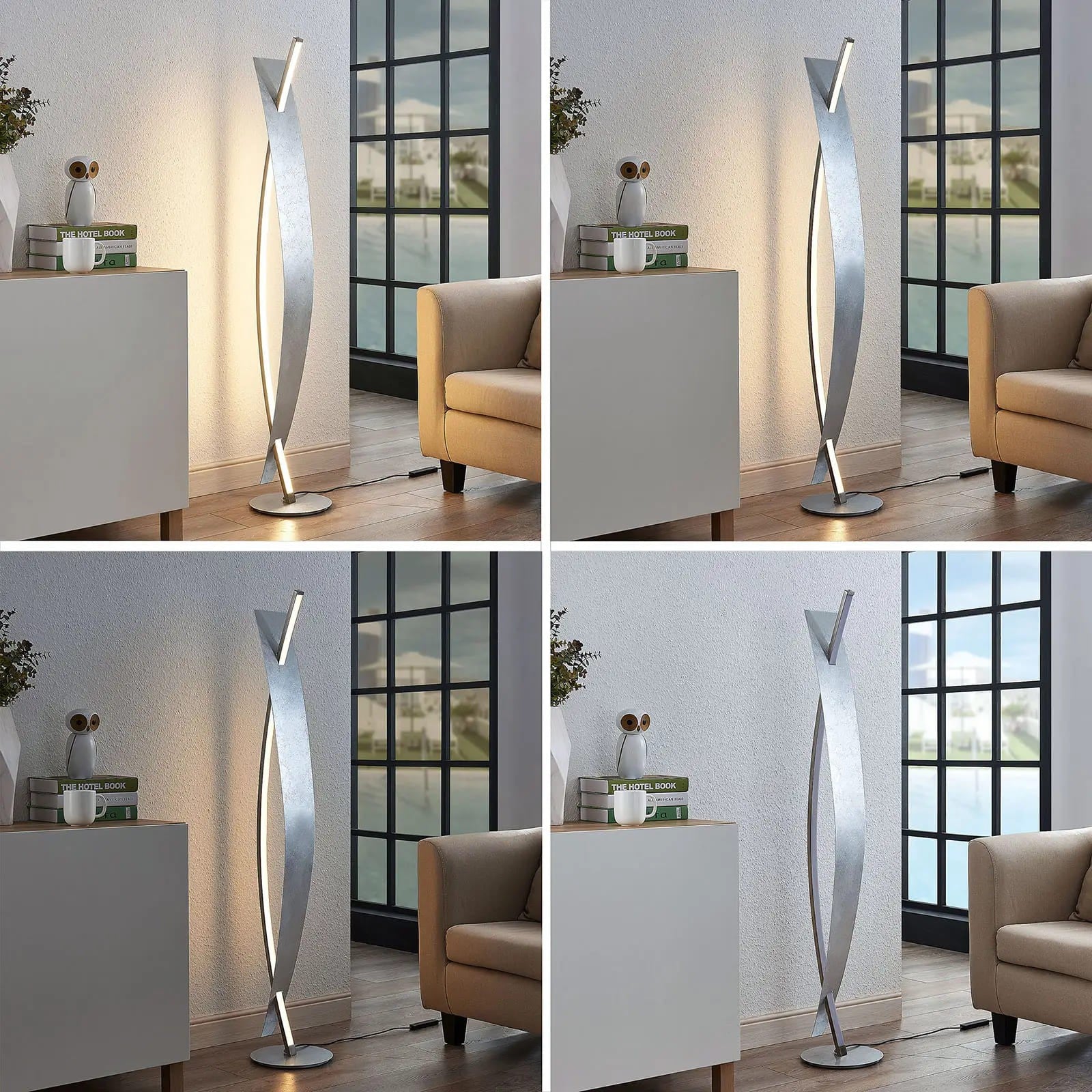 Elegantiškos sidabrinės spalvos LED toršeras Marija