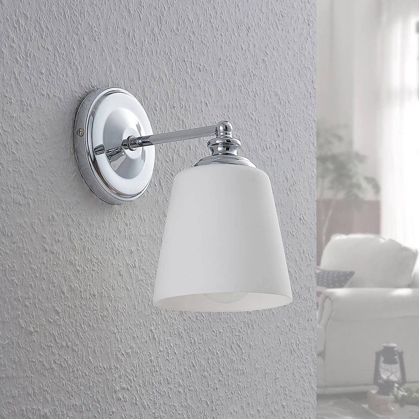 Yola sieninis šviestuvas su stiklo gaubtu, chromas