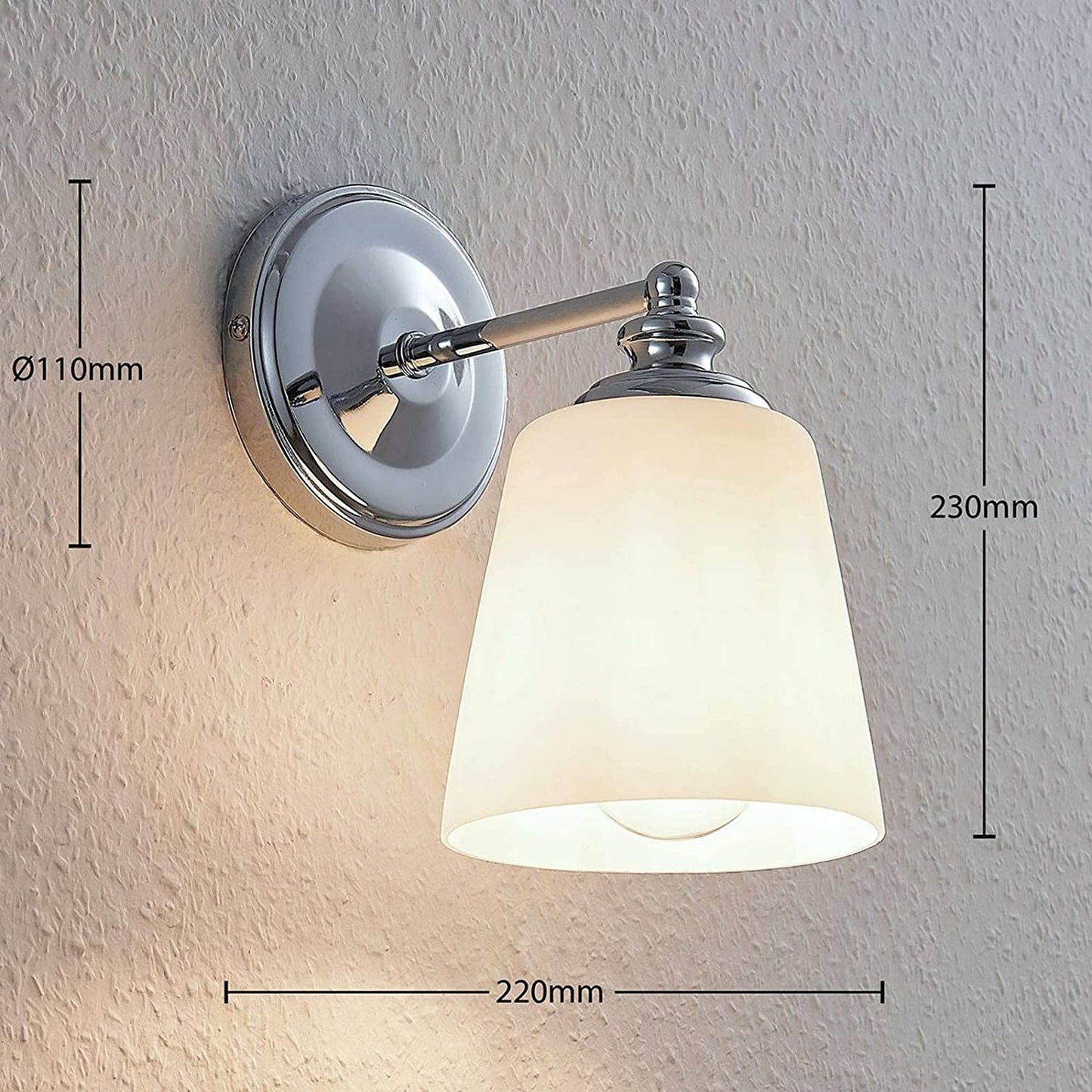 Yola sieninis šviestuvas su stiklo gaubtu, chromas