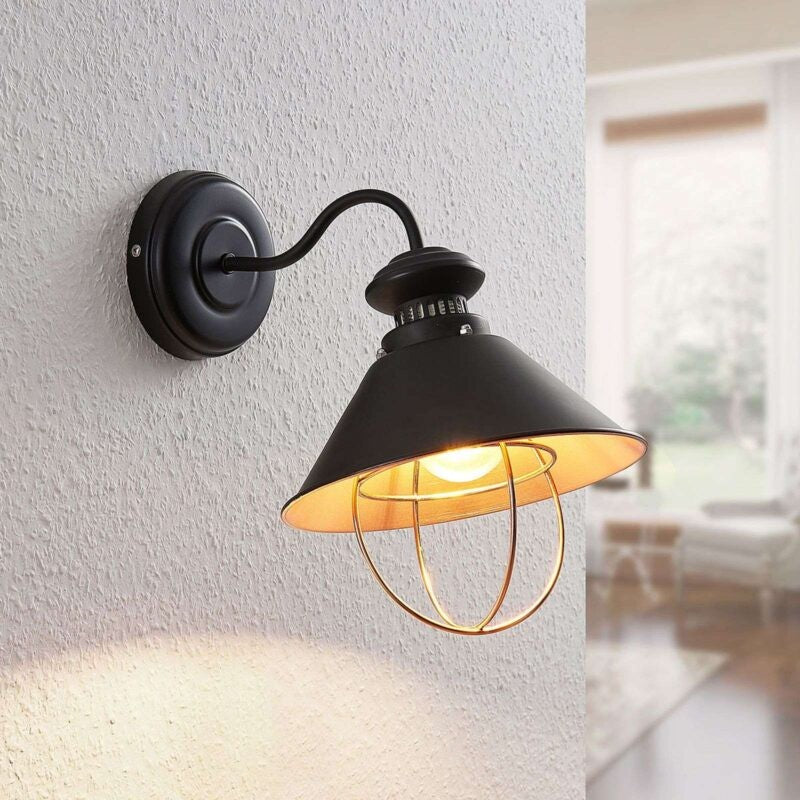 Sieninis šviestuvas Aloisia su narveliu, juodas-varis