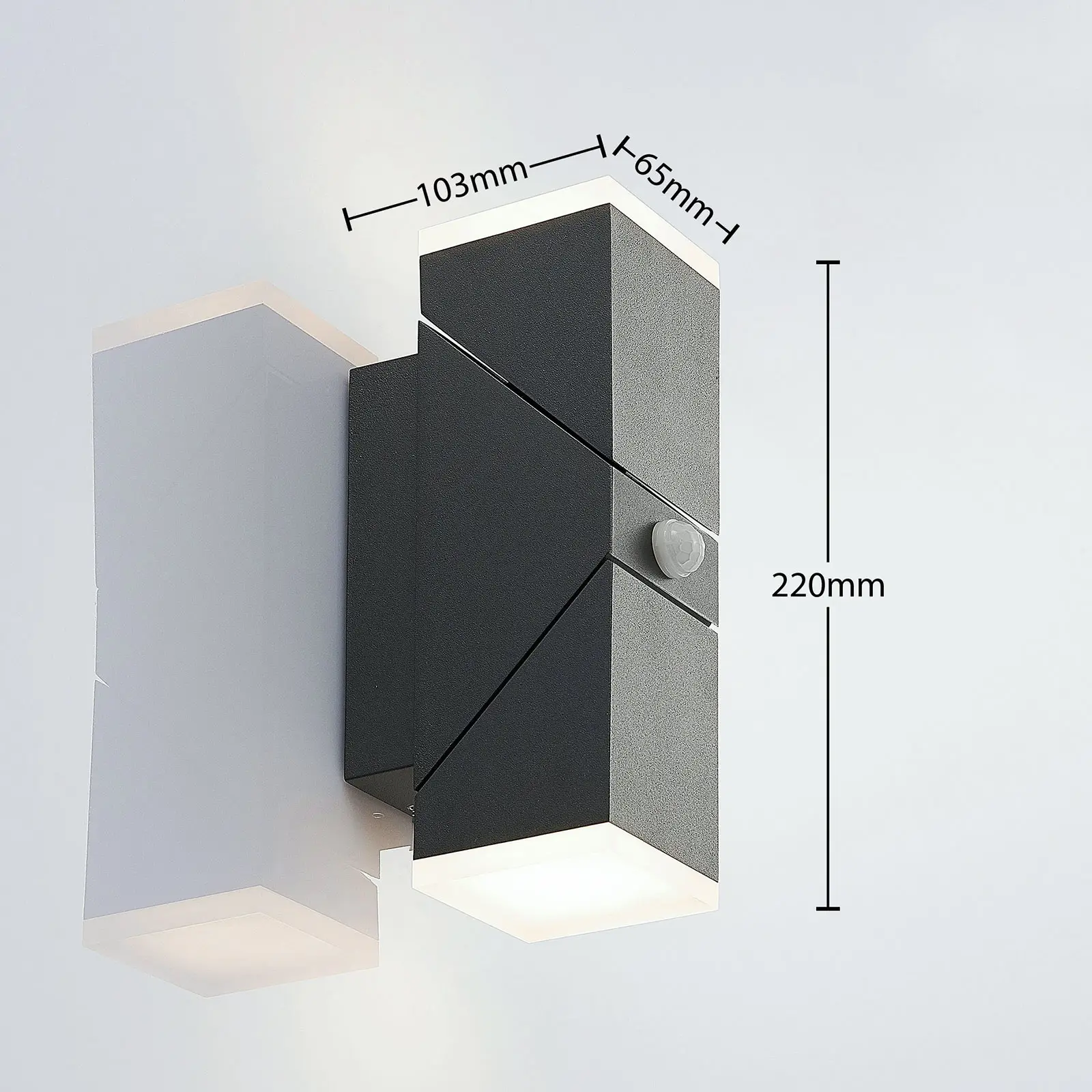 LED lauko sieninis šviestuvas Sally, 2 lemputės su jutikliu