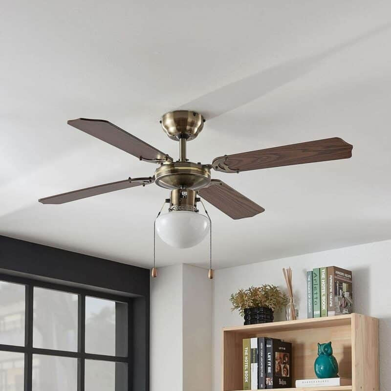 Joulin lubų ventiliatorius, šviečiantis, ąžuolinis