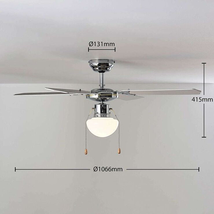 Joulin lubų ventiliatorius, apšviestas, juoda/balta