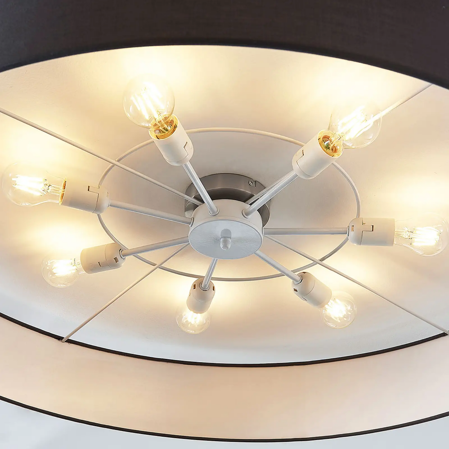 Medžiaginis lubinis šviestuvas Gordana pilkos spalvos, 98 cm