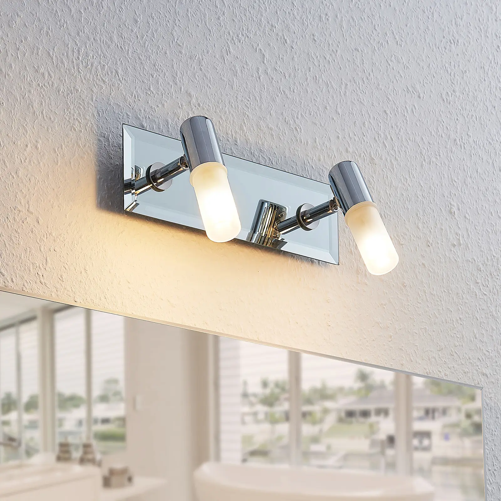 Vonios sieninis prožektorius Zela, 2 liepsnos chromo