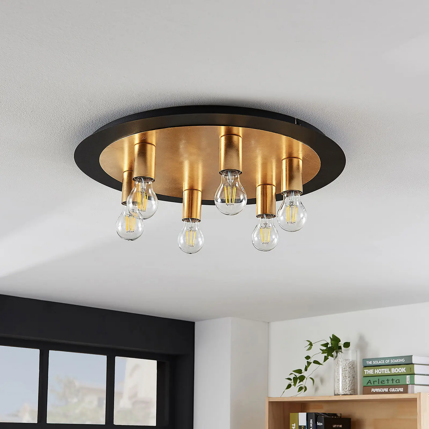 Justik metalinis lubinis šviestuvas, 6 lempučių, juodas