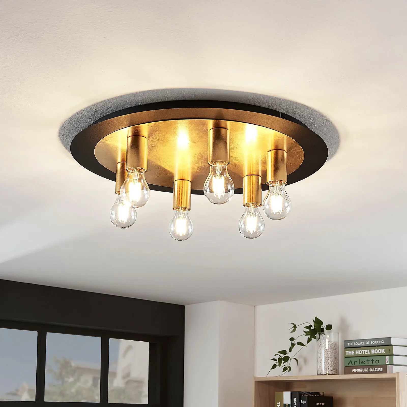 Justik metalinis lubinis šviestuvas, 6 lempučių, juodas