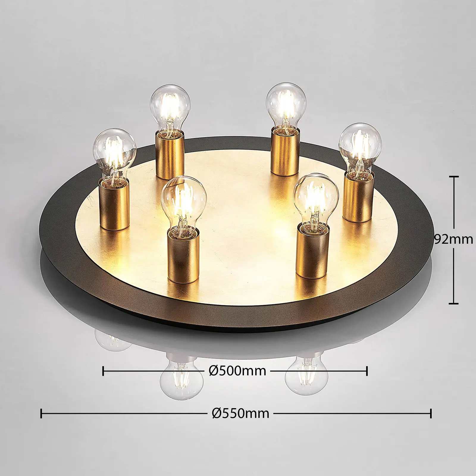 Justik metalinis lubinis šviestuvas, 6 lempučių, juodas