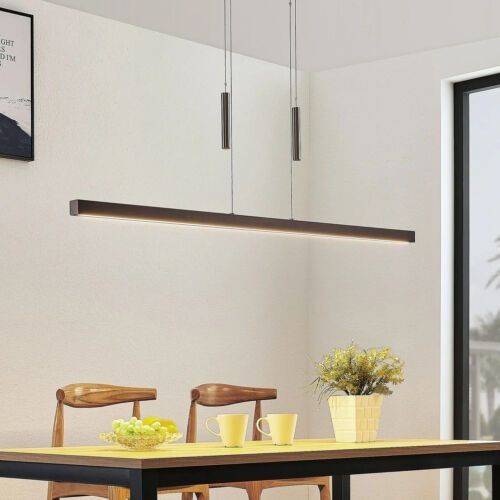 LED medinis linijinis pakabinamas šviestuvas Tamlin, juodas riešutas