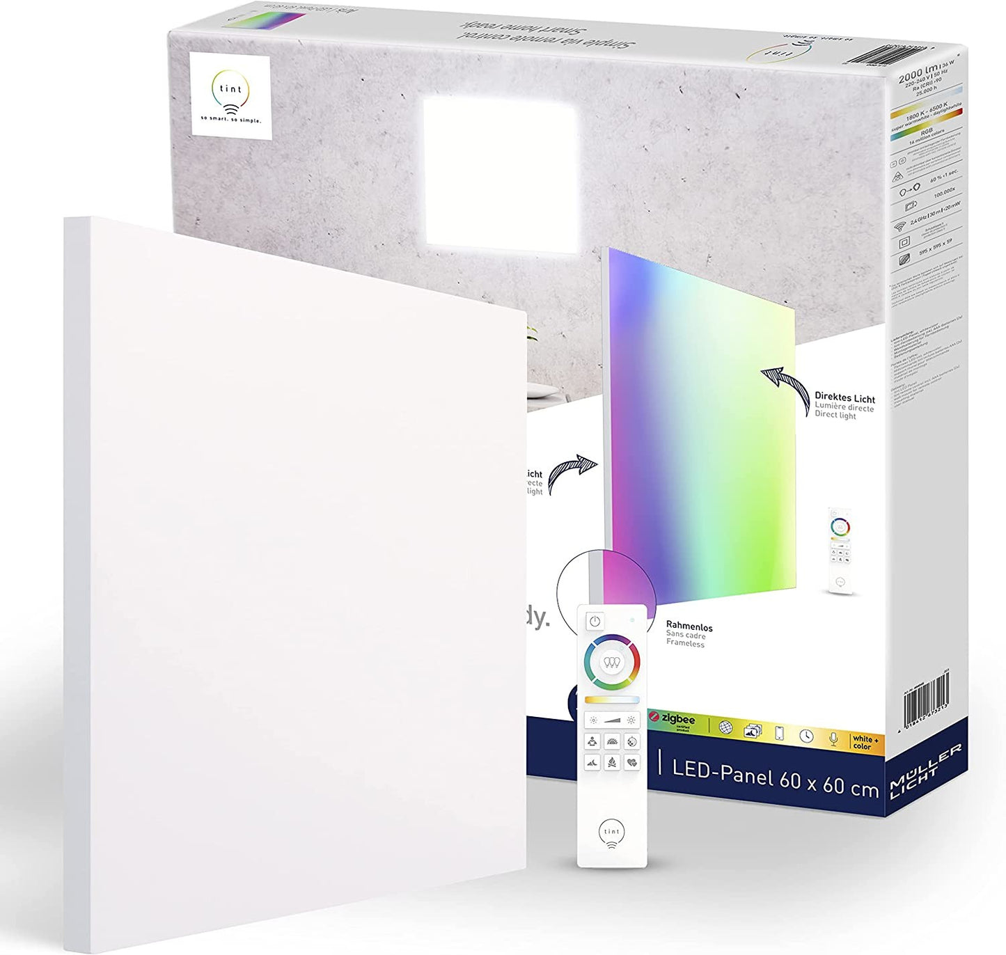 Müller-Licht atspalvis Aris 404045 LED skydelis Baltas 36 W RGB