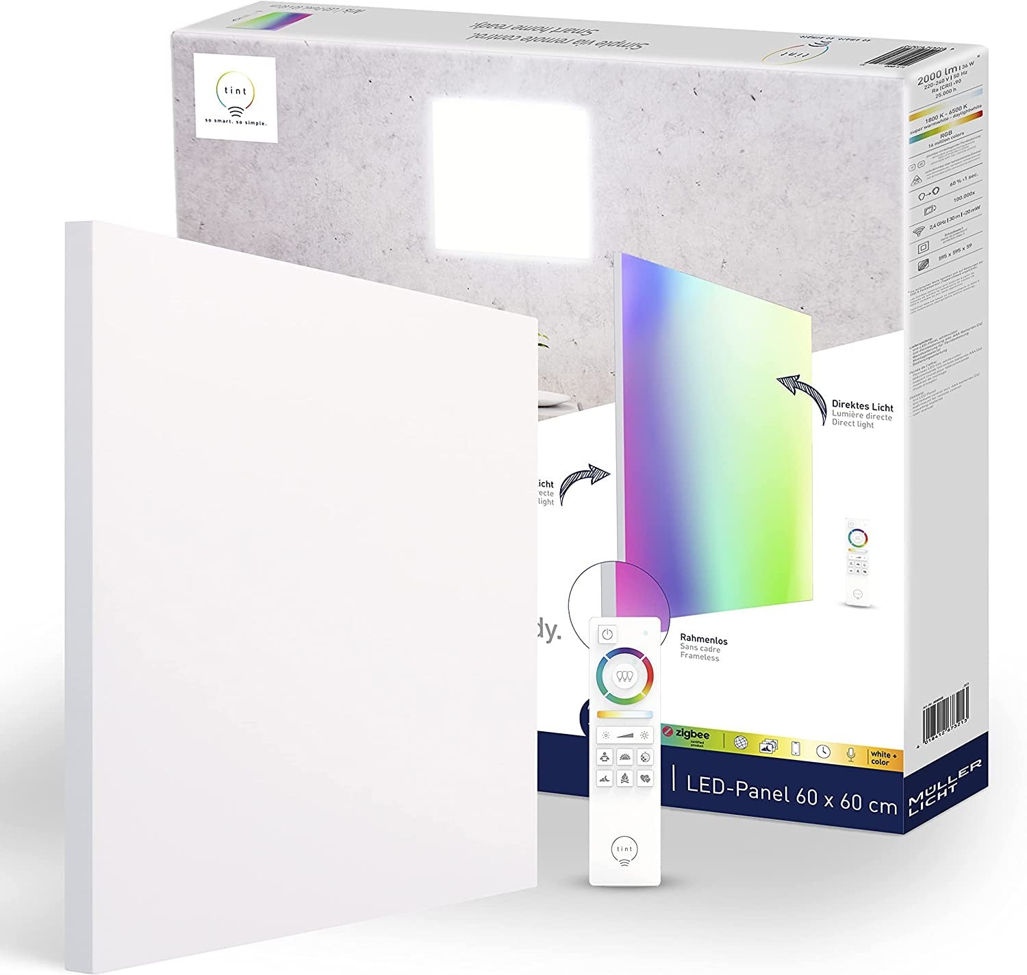 Müller-Licht atspalvis Aris 404045 LED skydelis Baltas 36 W RGB