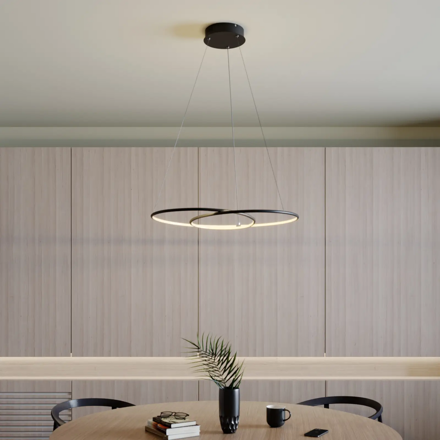 Lindby Lucy LED pakabinamas šviestuvas, 70cm, matinė juoda