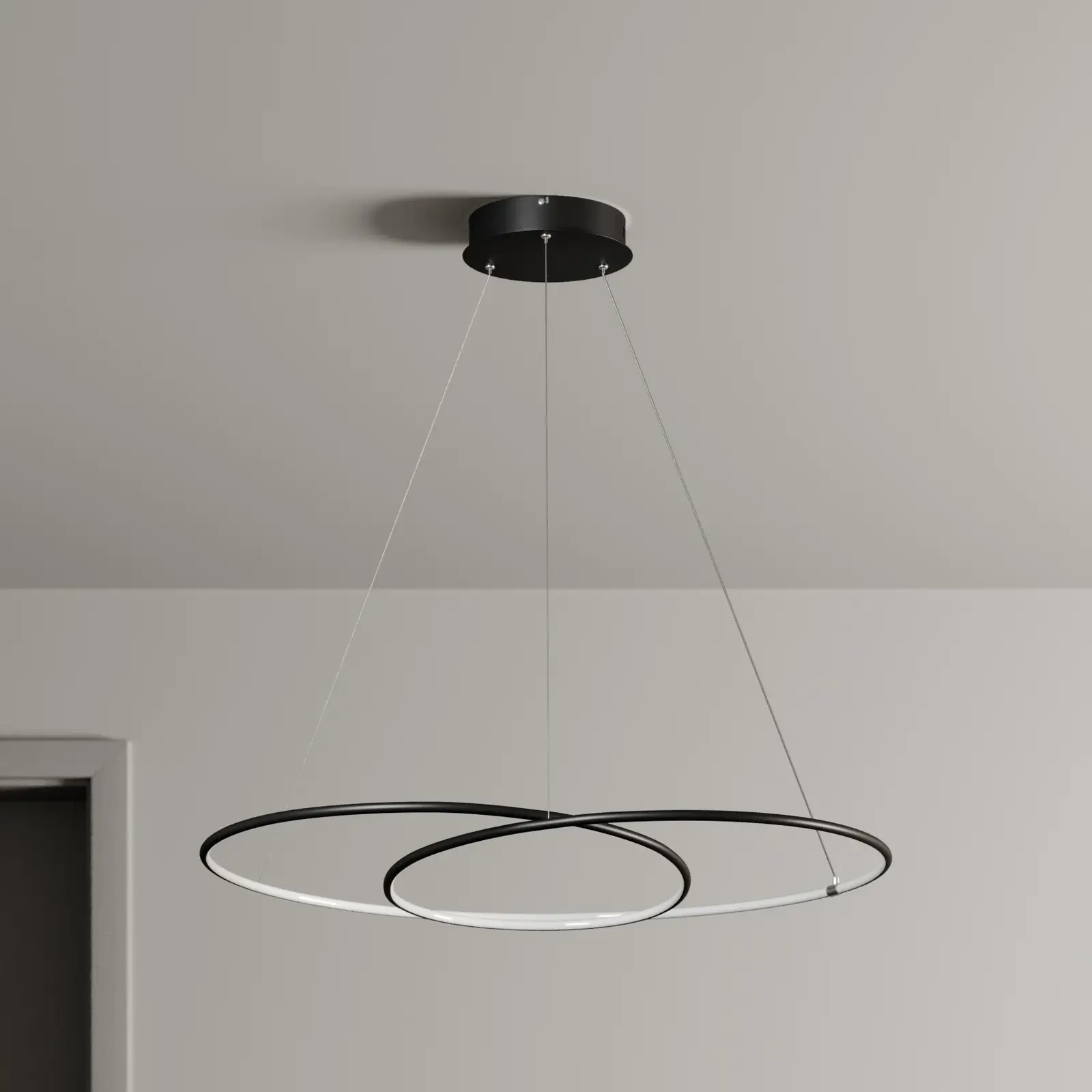 Lindby Lucy LED pakabinamas šviestuvas, 90cm, matinė juoda