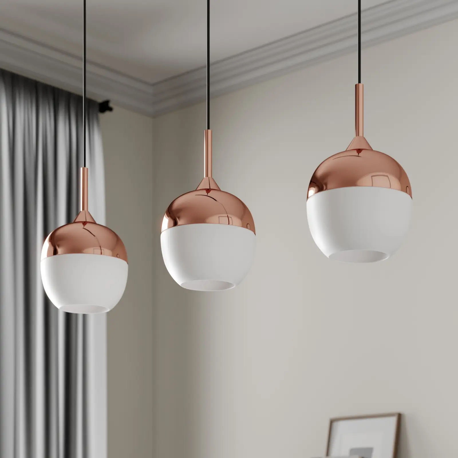 Lindby Rangina pakabinamas šviestuvas, varinis, 3 šviesos šaltiniai