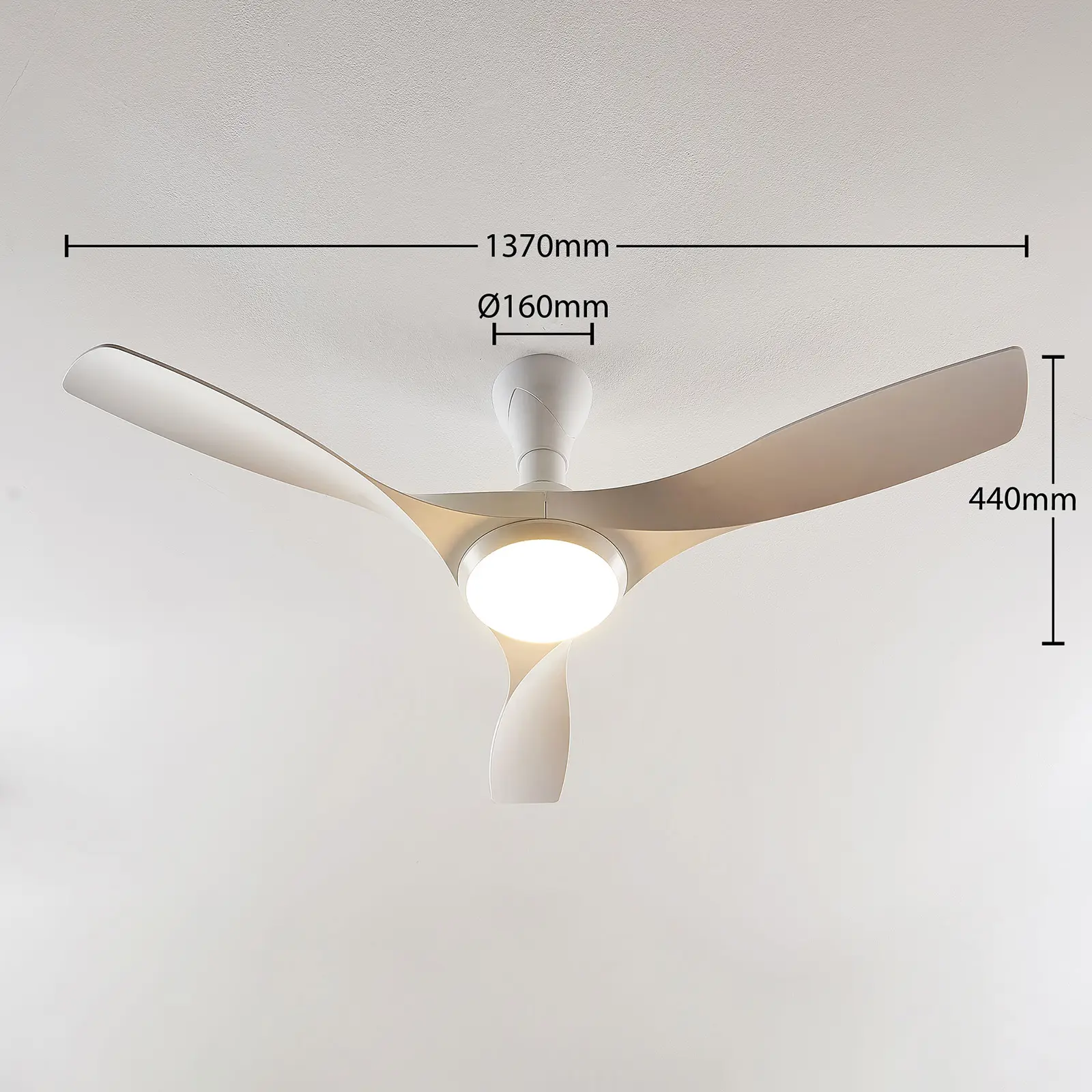 Starluna Borga LED lubų ventiliatorius 3 mentės, baltos spalvos