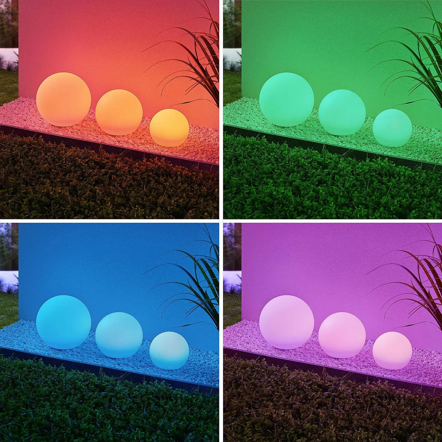 Lindby Lago LED saulės lempos RGBW, 3 rutuliukų rinkinys