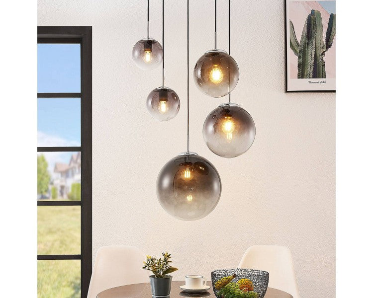 Lindby Robyn stiklinis pakabinamas šviestuvas, penkios lemputės