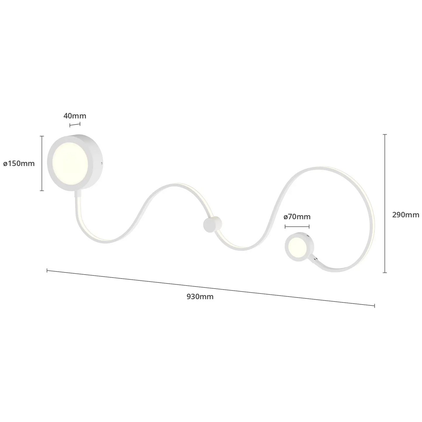 Lindby Annegrit LED sieninis šviestuvas reguliuojamas 20W