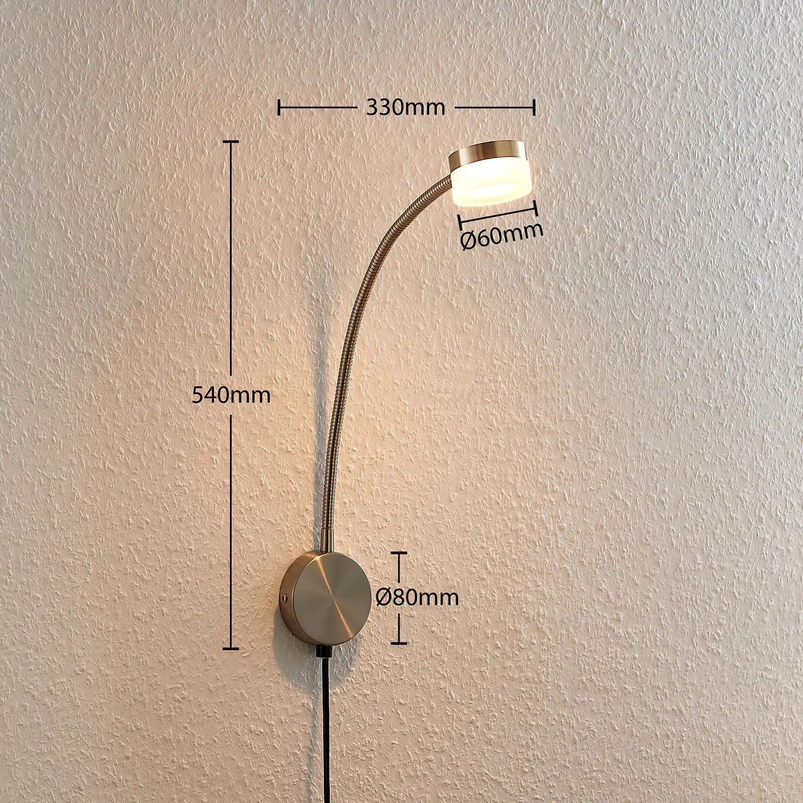Lindby Gentjana LED sieninis šviestuvas, satininis nikelis