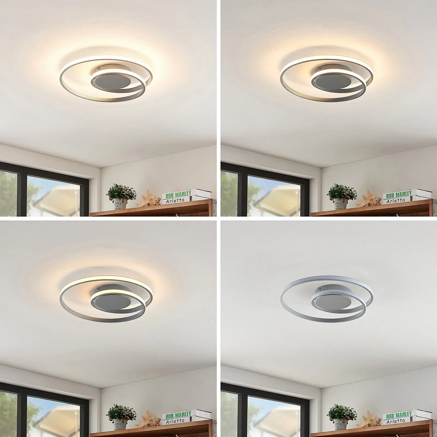 Lindby Kyron LED lubinis šviestuvas, sidabrinis titanas