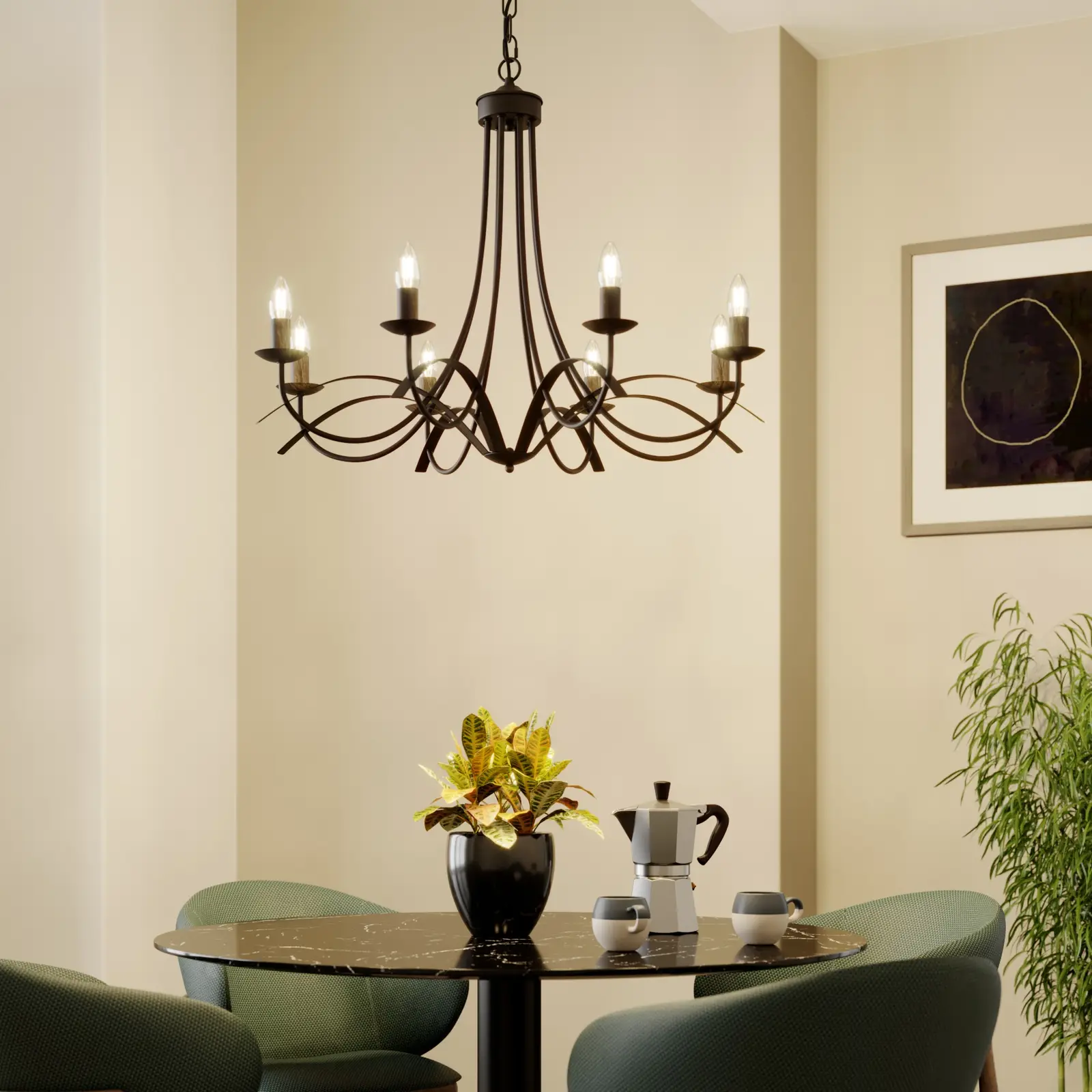 Lindby Amonja sietynas, 8 šviestuvai, ruda