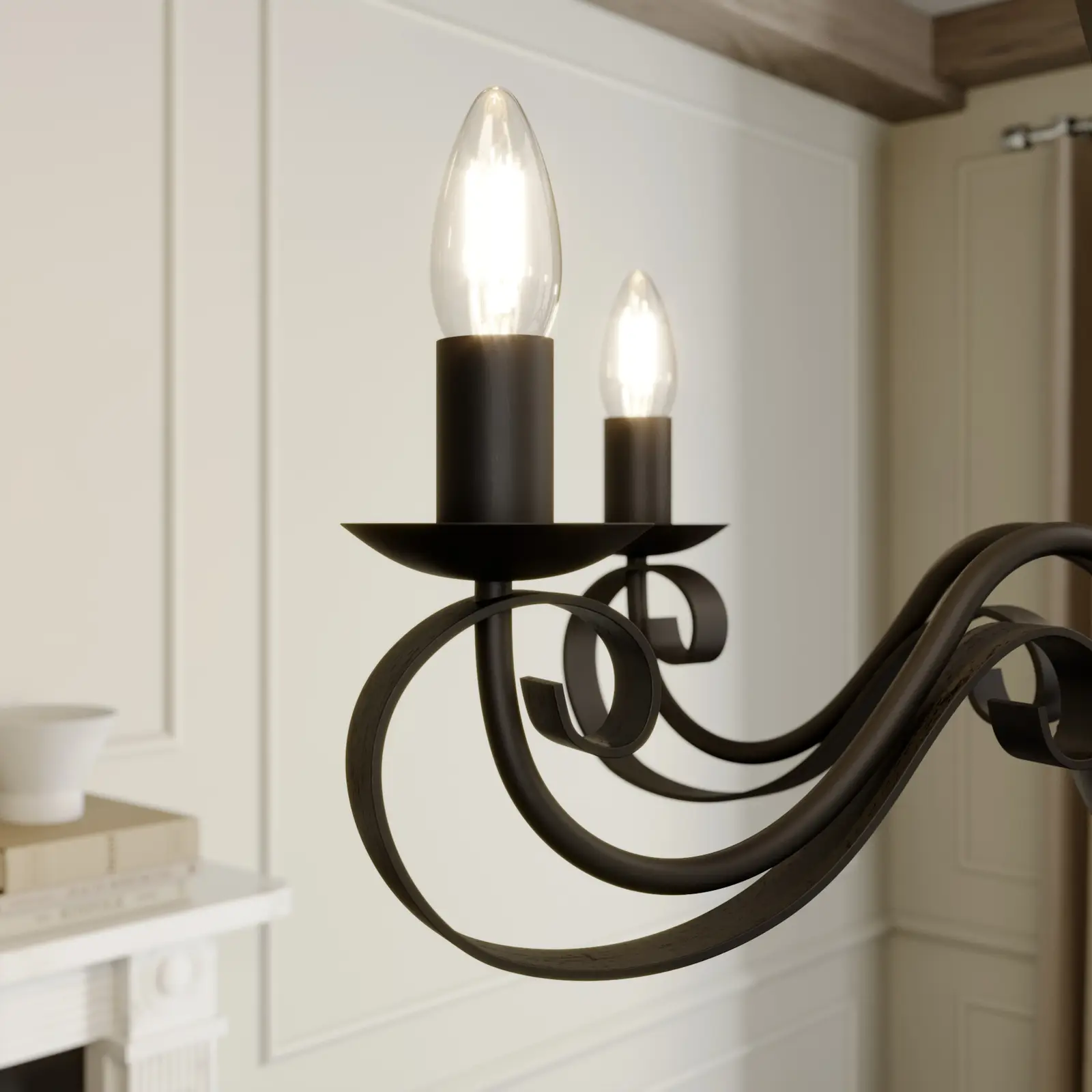 Lindby Shervan sietynas, 5 žibintai, ruda