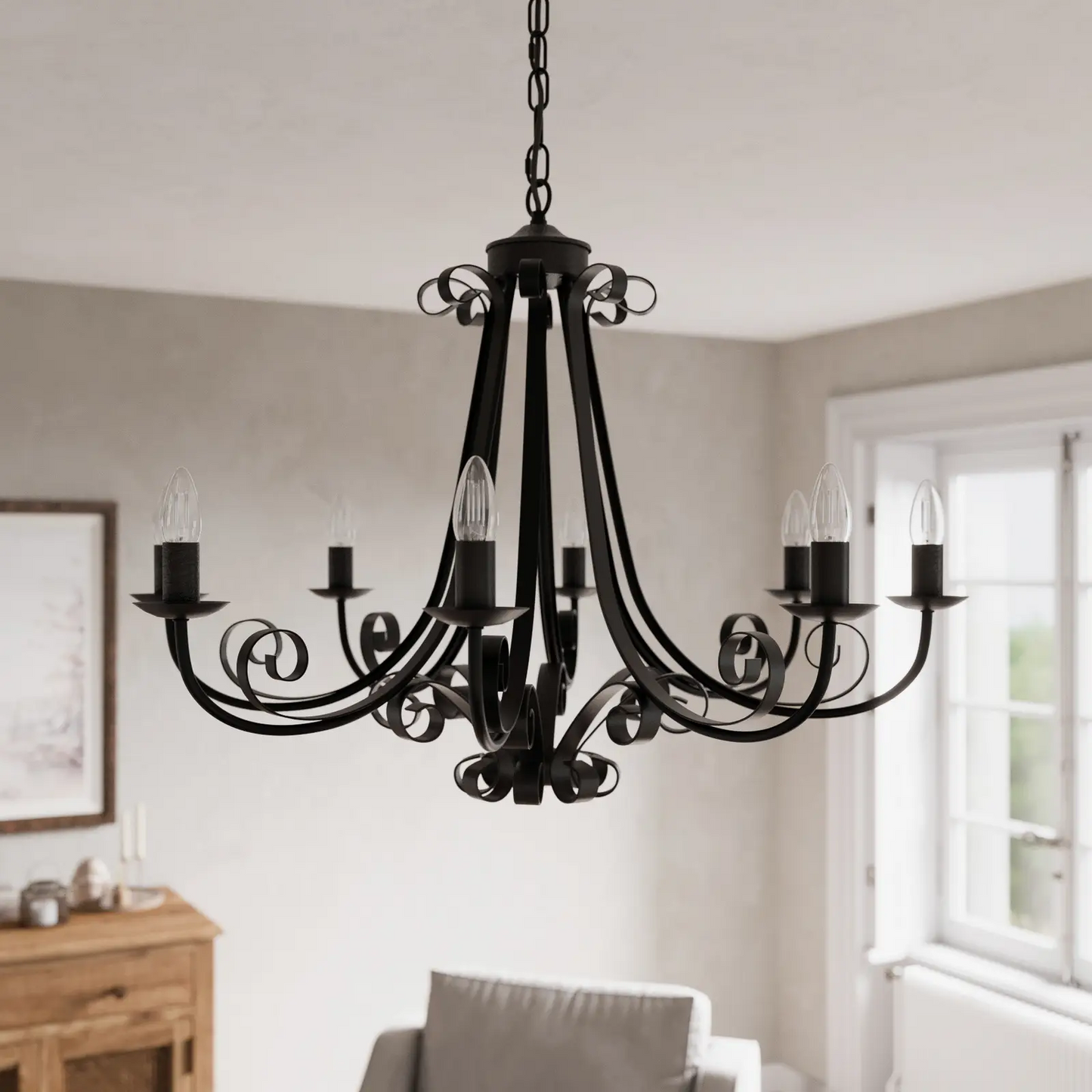 Lindby Scaleria sietynas, 8 šviestuvai, ruda