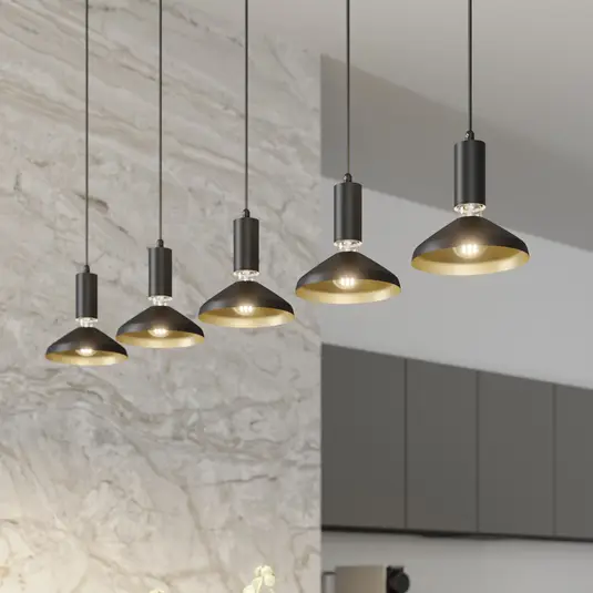 Archchio Jaika pakabinamas šviestuvas, penkių lempučių, juodas