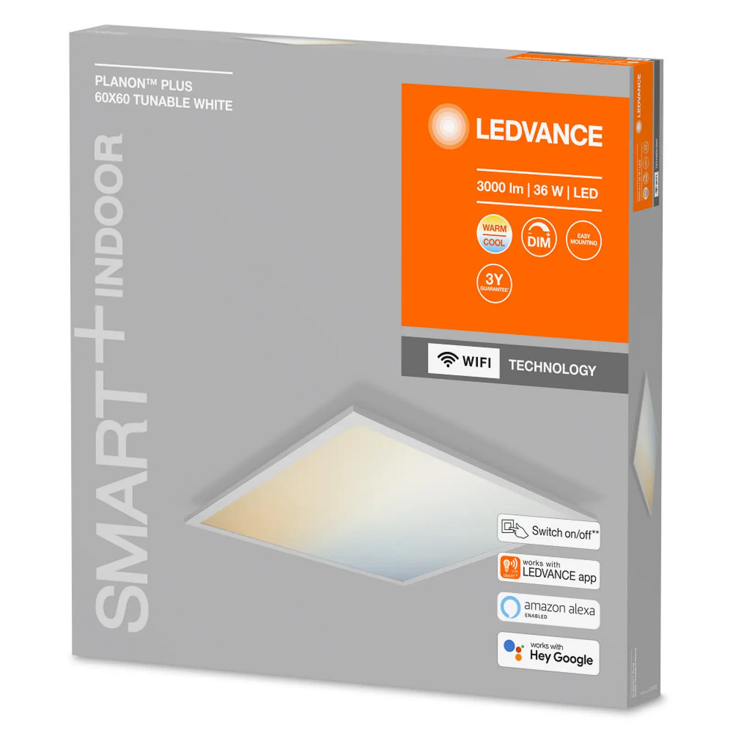 SMART + WIFI PLANON PLUS 600X600 LED skydelis