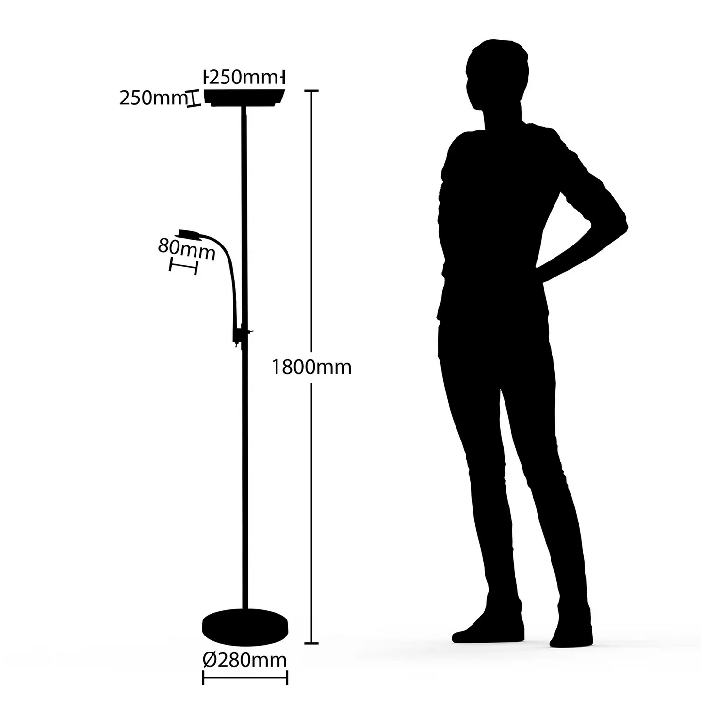 Lindby Kavi LED aukštyn šviestuvas su skaitymo lempute, kampinis