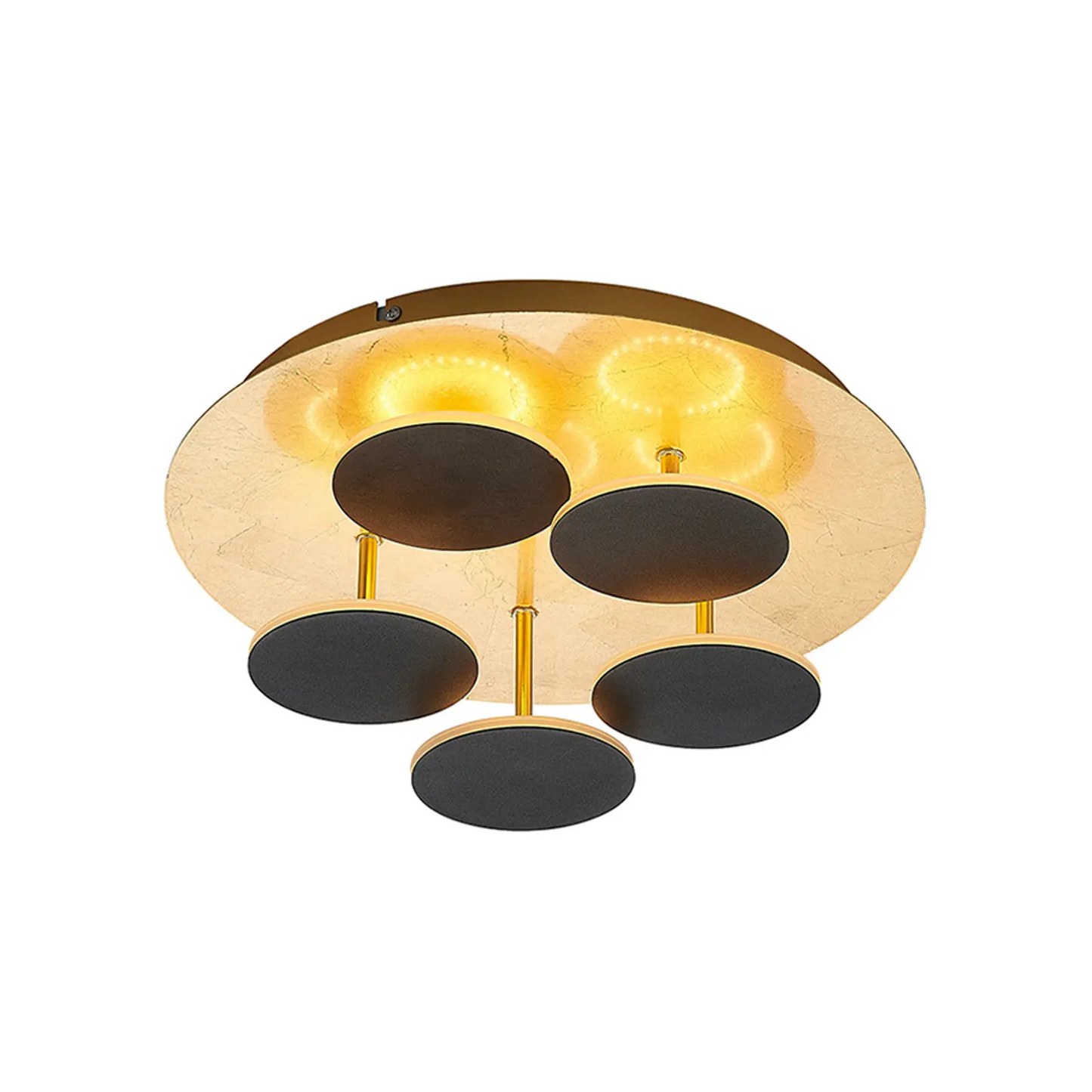 Lindby Casni LED lubų šviestuvas, juodos ir auksinės spalvos