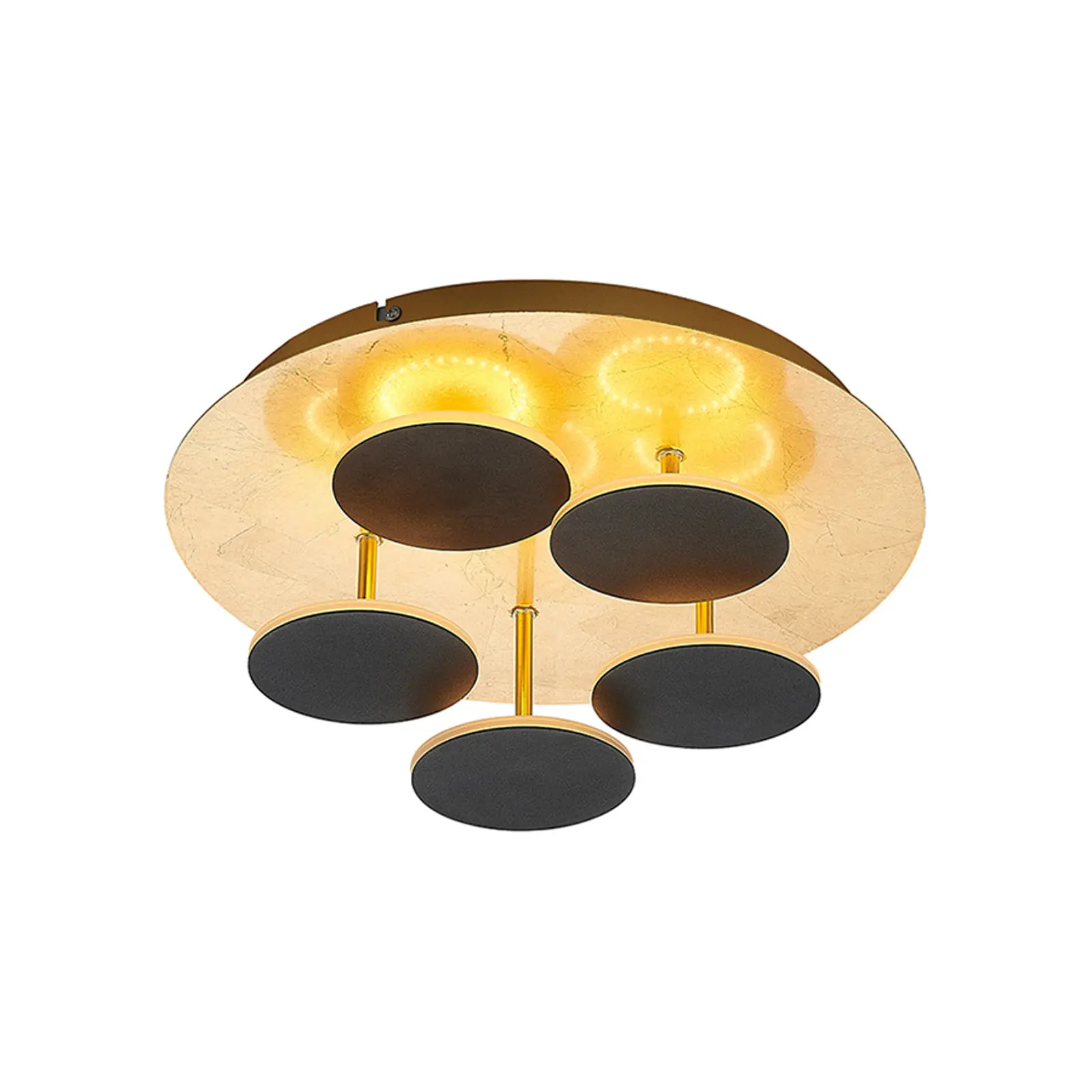 Lindby Casni LED lubų šviestuvas, juodos ir auksinės spalvos