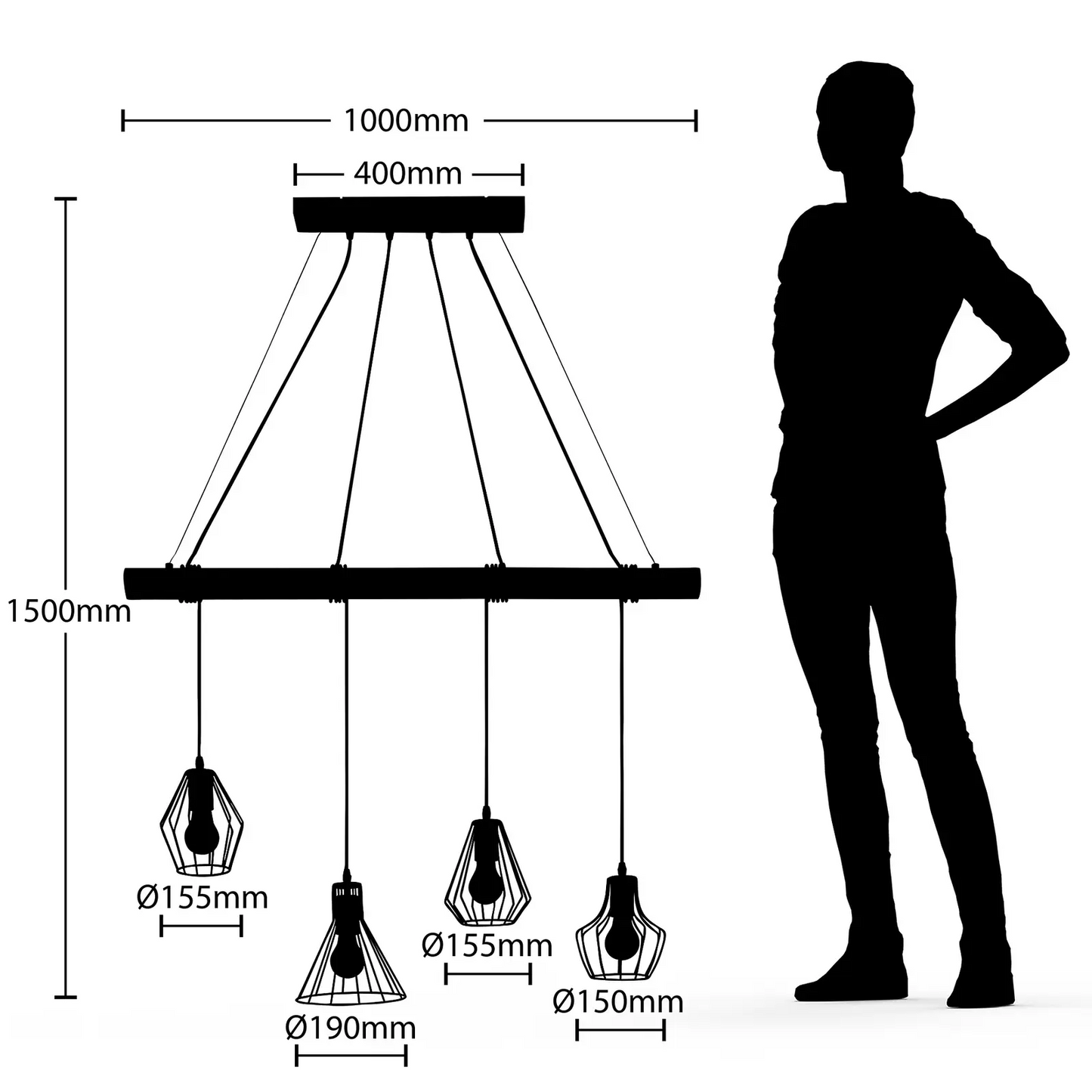 Lindby Samino pakabinamas šviestuvas su keturiais gaubtais