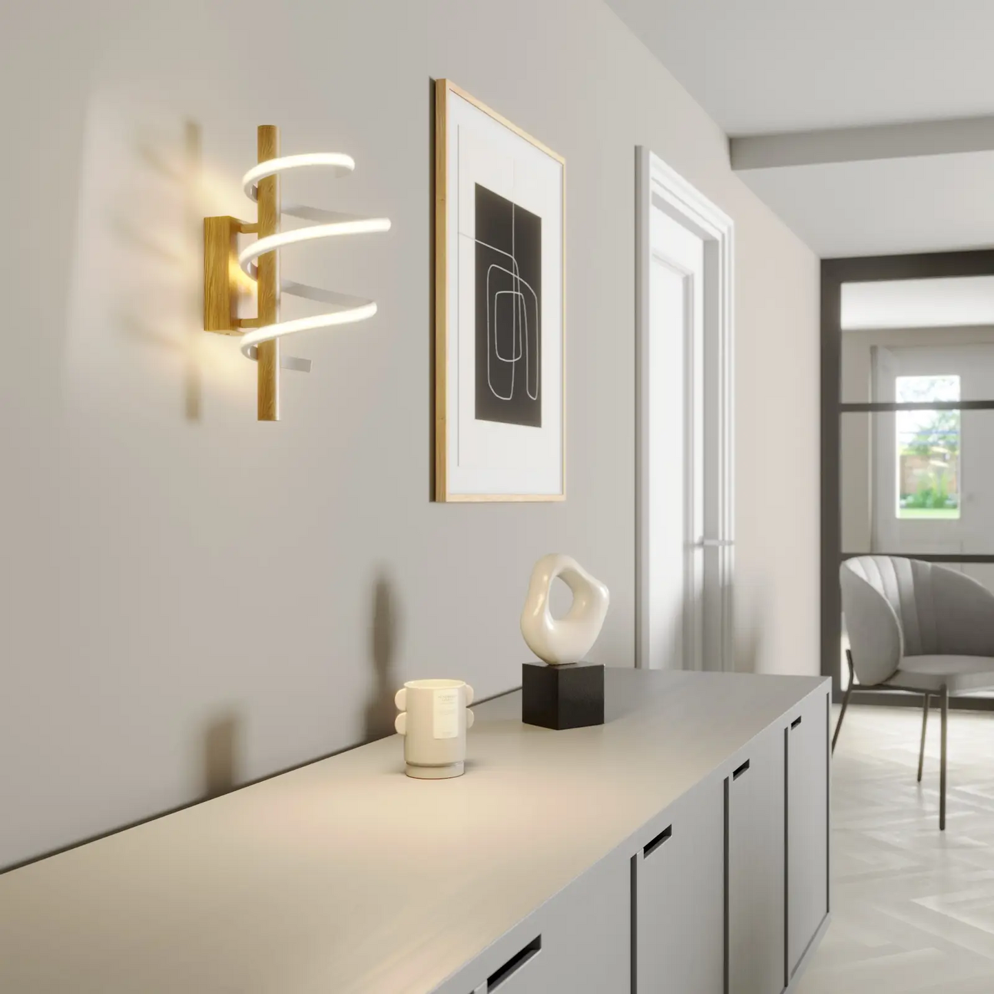 Lucande Milora LED lubinis šviestuvas 40 cm, ąžuolas