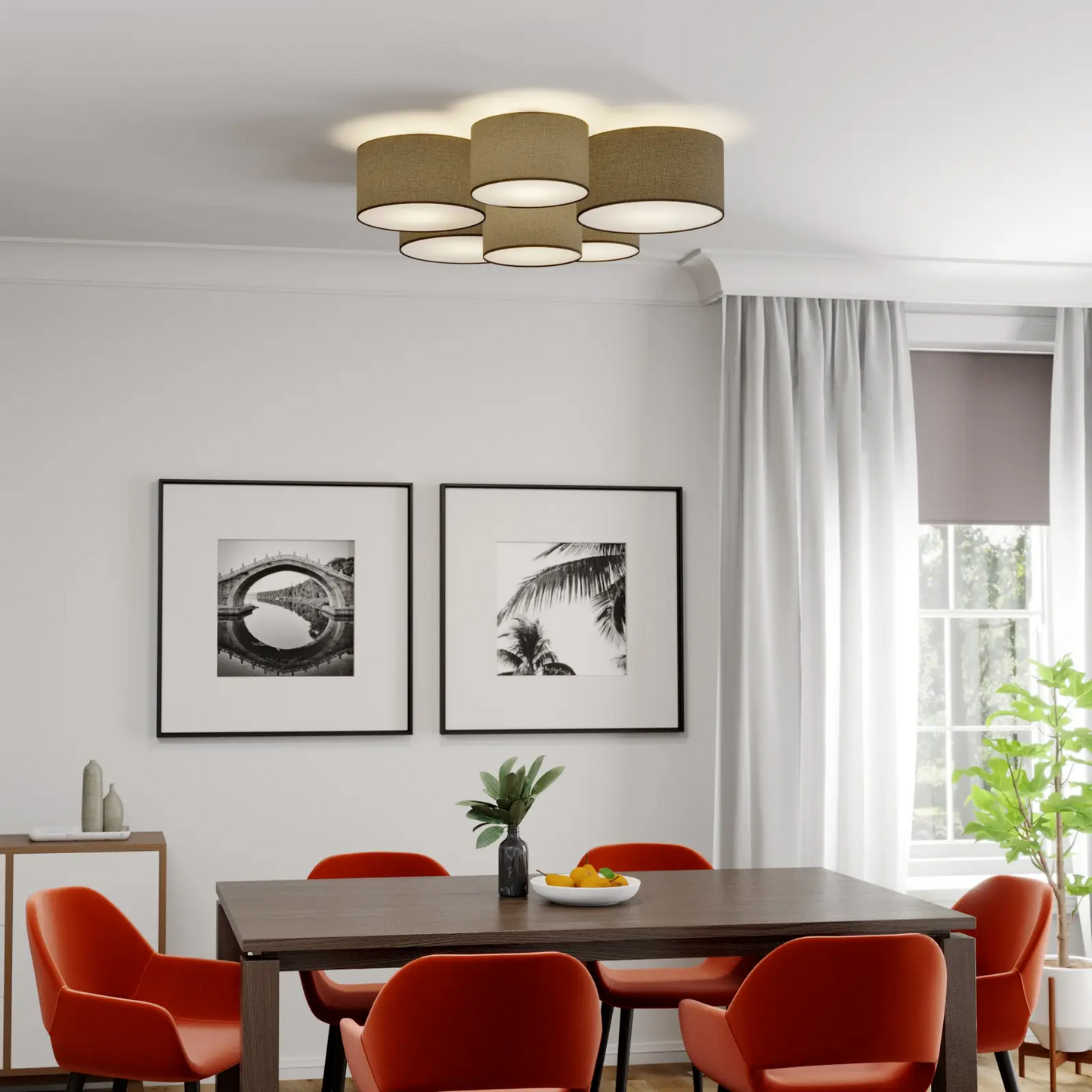 Lindby Laurenz lubinis šviestuvas, 6 lempučių, pilka