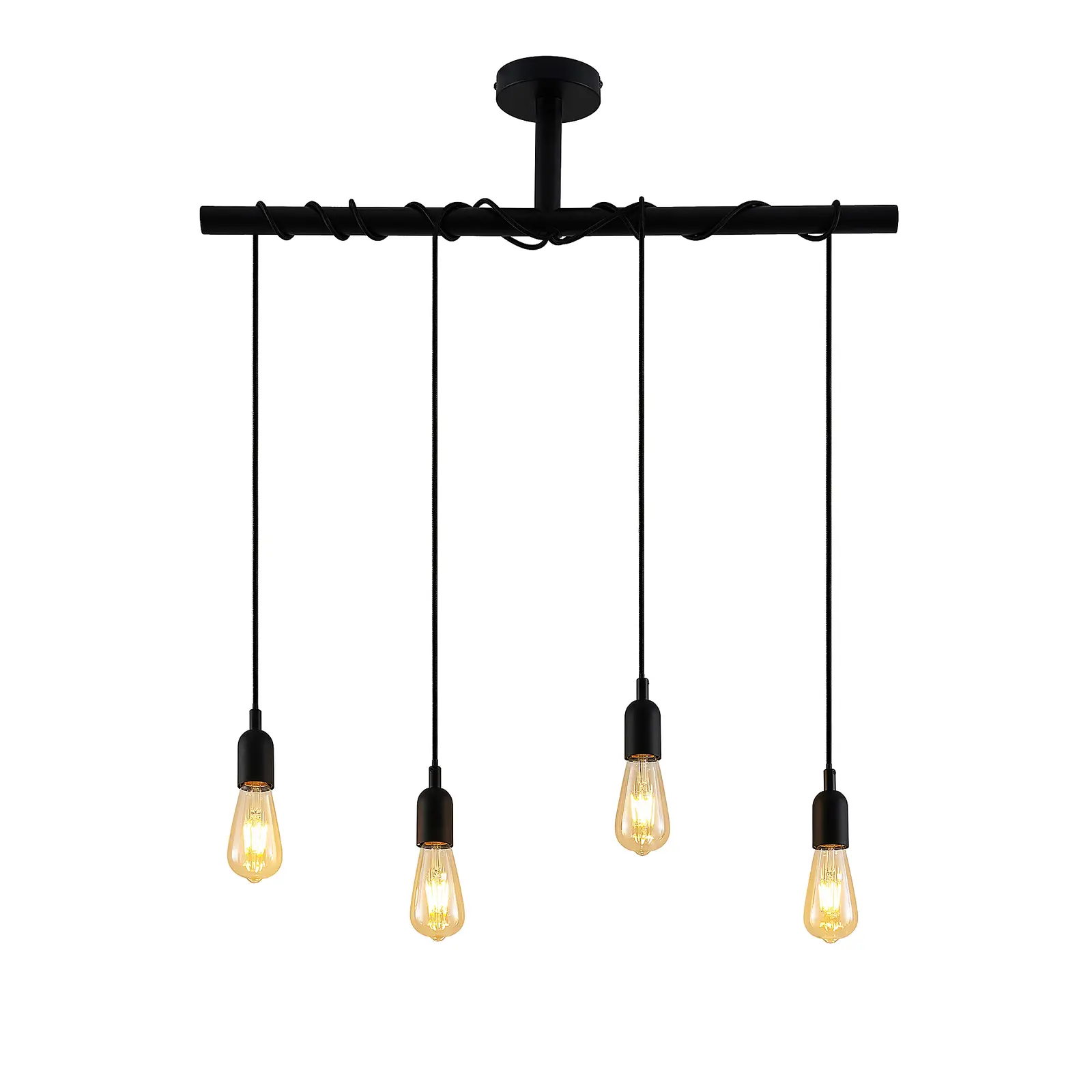 Lindby Kravos pakabinamas šviestuvas 4 šviečia juodos spalvos
