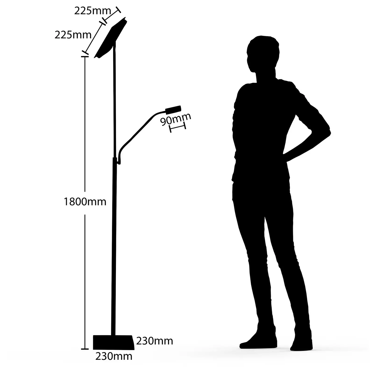 Lindby Sumani LED toršeras, kvadratinis, nikelis