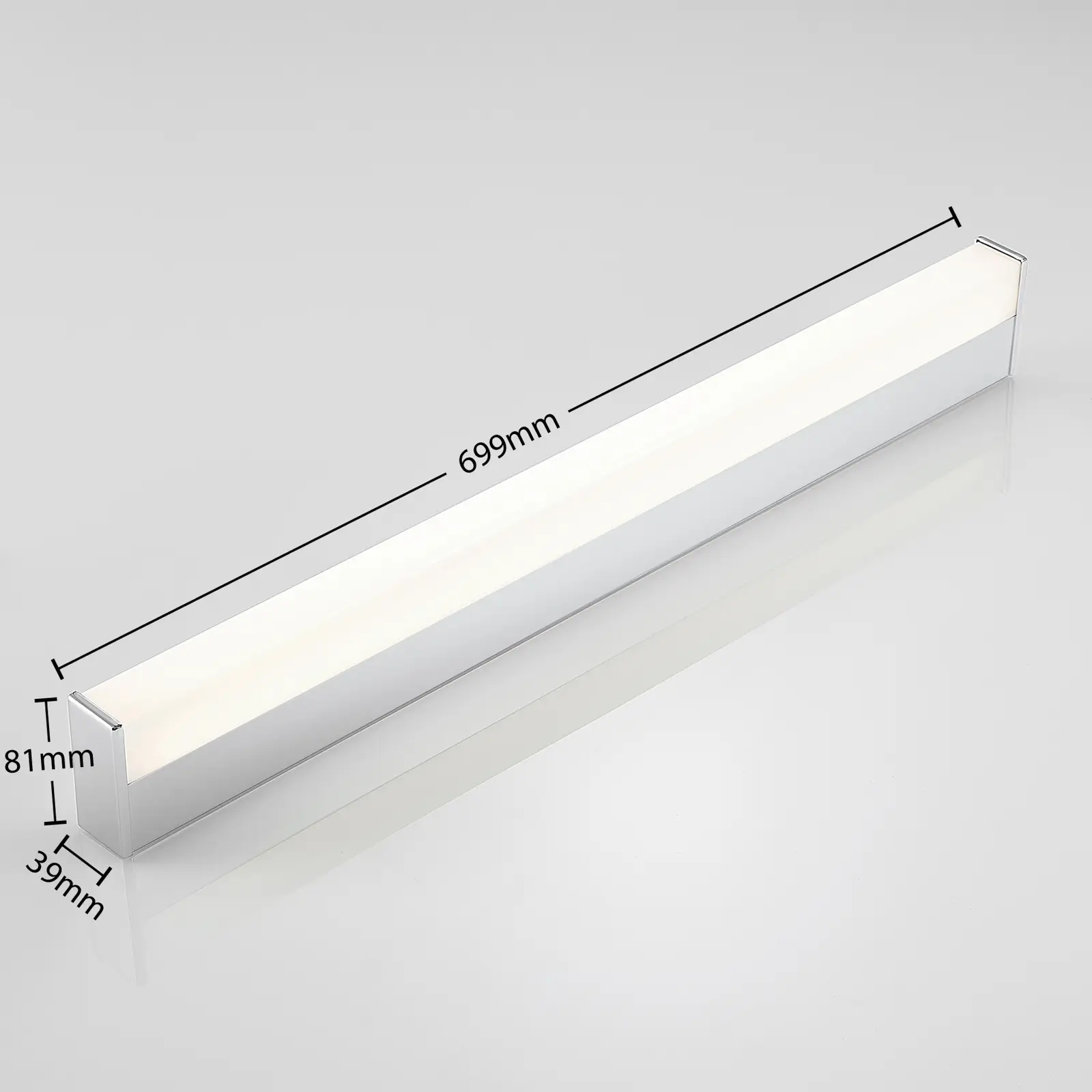Archchio Djamal LED sieninis šviestuvas, IP44, chromas, 70 cm