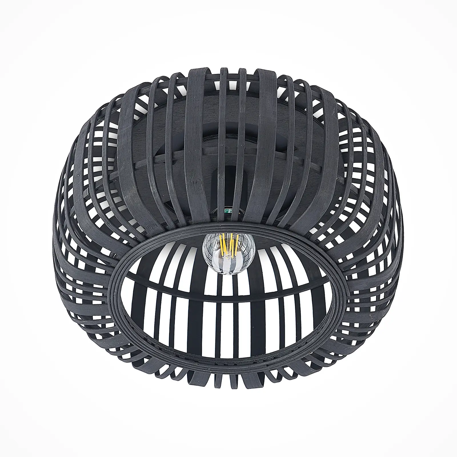 Lindby Canyana lubinis šviestuvas pagamintas iš rotango, juodas