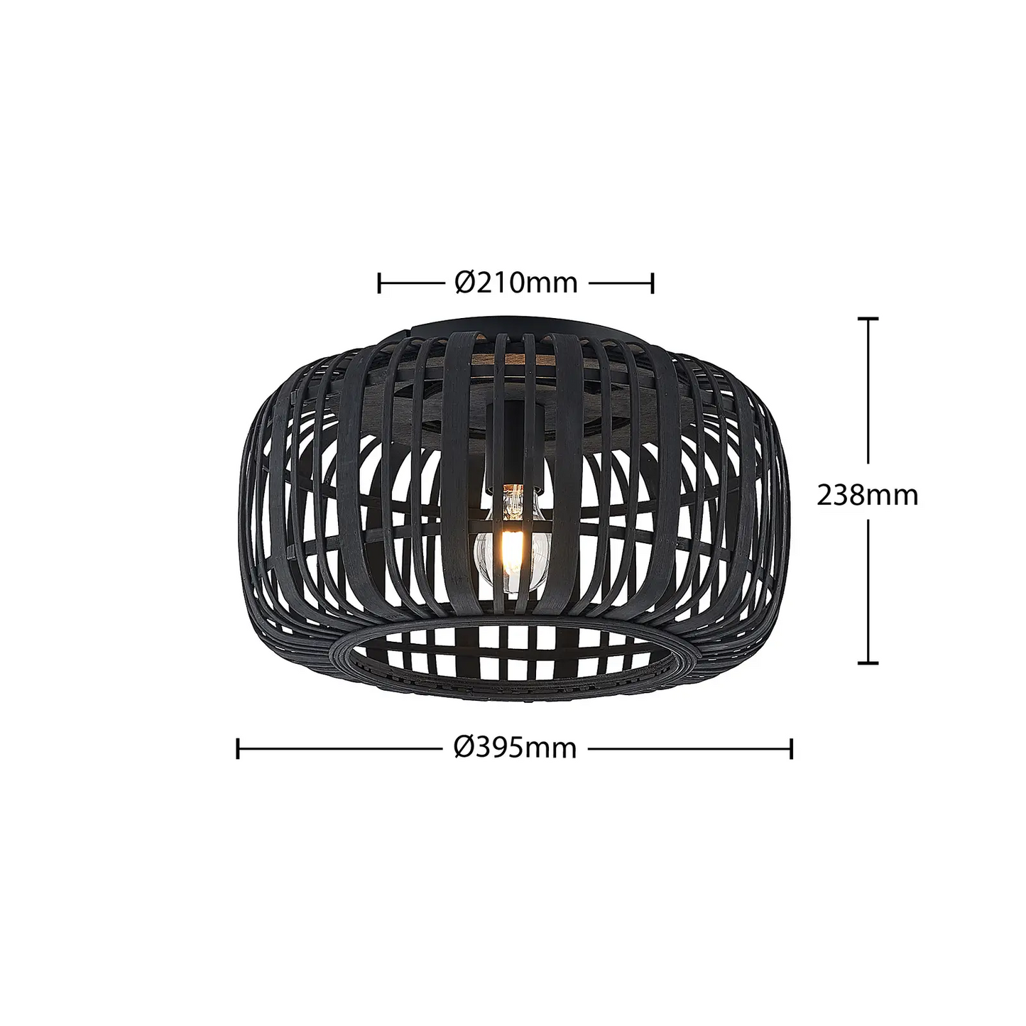 Lindby Canyana lubinis šviestuvas pagamintas iš rotango, juodas