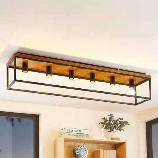 Lindby Miravi lubinis šviestuvas, medinis, šešių šviesos šaltinių