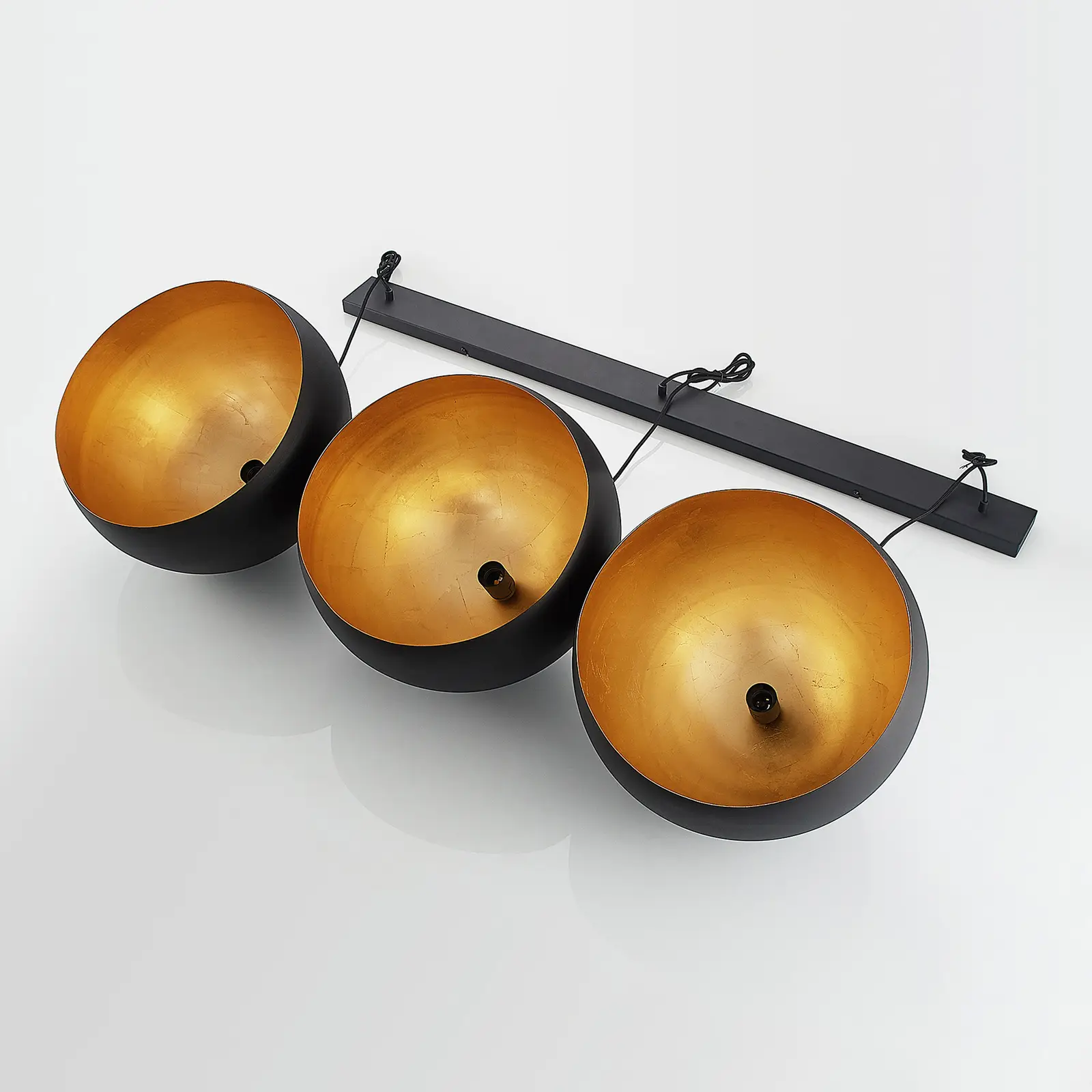 Lindby Tarjei pakabinamas šviestuvas, 146 cm, juodos ir auksinės spalvos