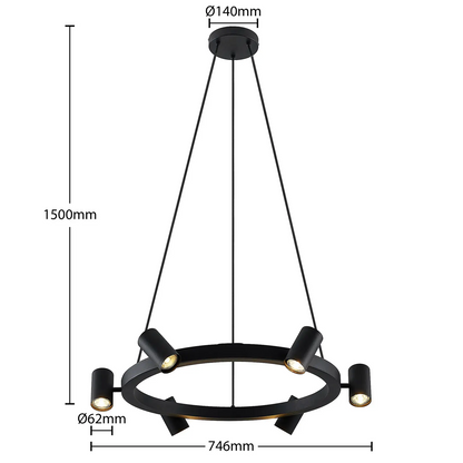 Lindby Savoli pakabinamas šviestuvas, apvalus, juodas
